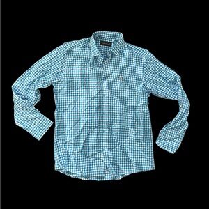 ✨ Blue and white checkered button-up shirt✨